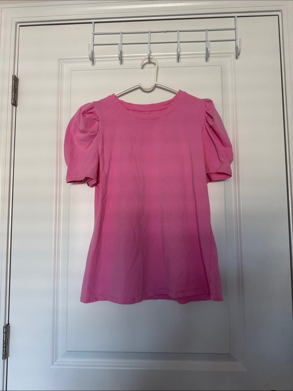 Bright Pink Puff Sleeve Tee